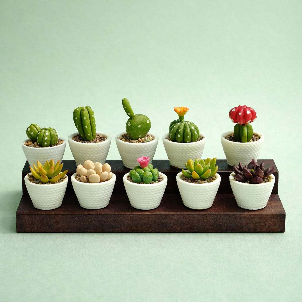 whole lot of nature, miniature cactus ceramic sets
